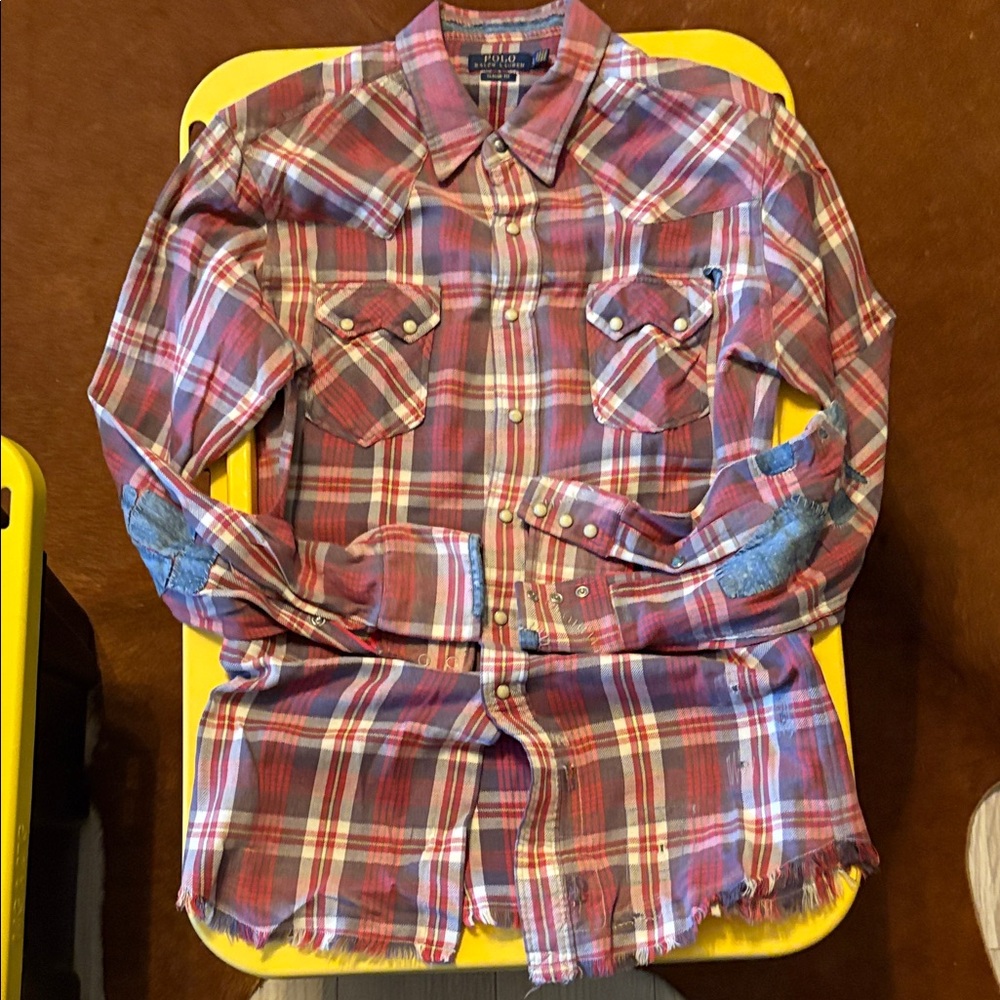Vintage Polo Ralph Lauren Western Flannel – Heavy Distress & Sashiko Repairs